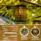 Glitzhome® 11" LED Black Metal Cutout Pattern Solar Powered Hanging Lantern